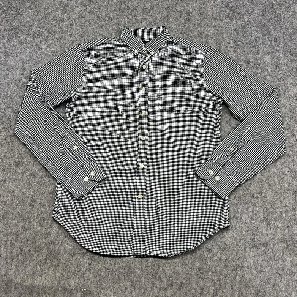Banana‎ Republic Shirt Mens S Black Check Grant Fit Oxford Button Career Office
